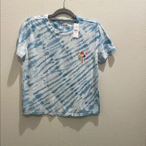 LOFT Blue Short Sleeve Tee with Vibrant Pattern
